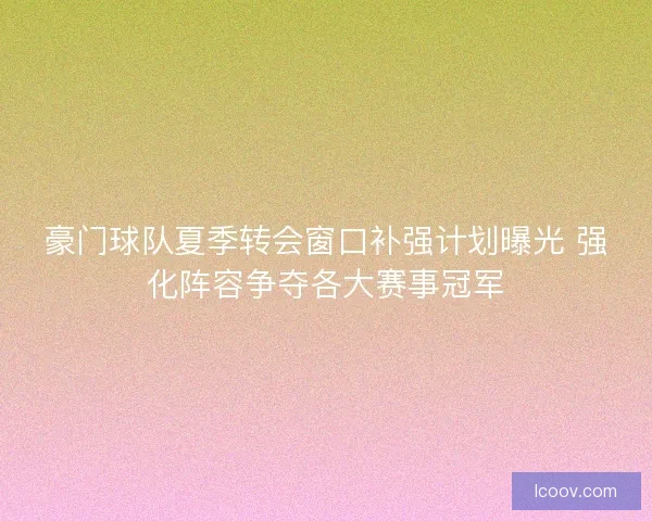 豪门球队夏季转会窗口补强计划曝光 强化阵容争夺各大赛事冠军