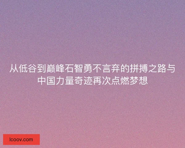 从低谷到巅峰石智勇不言弃的拼搏之路与中国力量奇迹再次点燃梦想