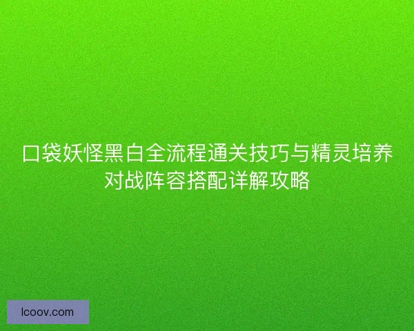 口袋妖怪黑白全流程通关技巧与精灵培养对战阵容搭配详解攻略